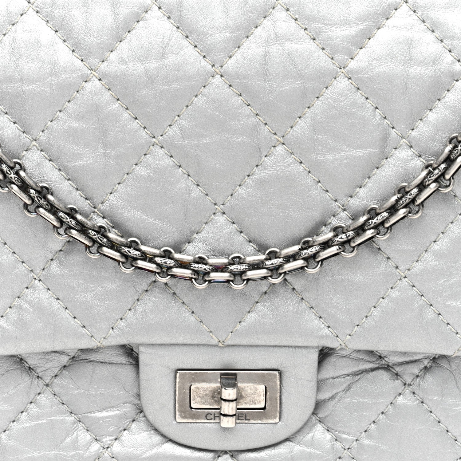 Chanel Metallic Aged Calfskin Quilted 2.55 Reissue 226 Flap Silver 8 of 10