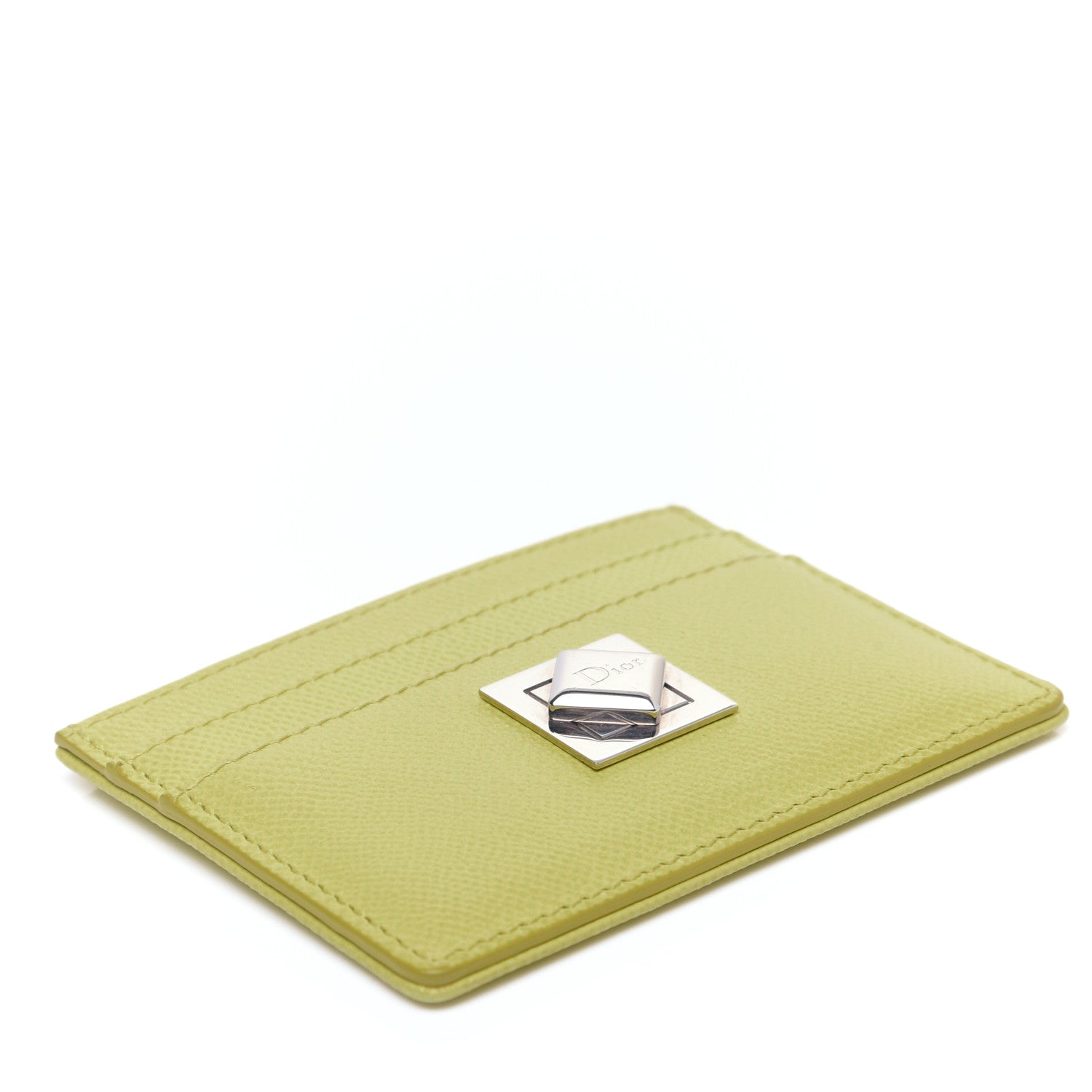 Christian Dior Grained Calfskin Turn Me Card Holder Yellow 4 of 8