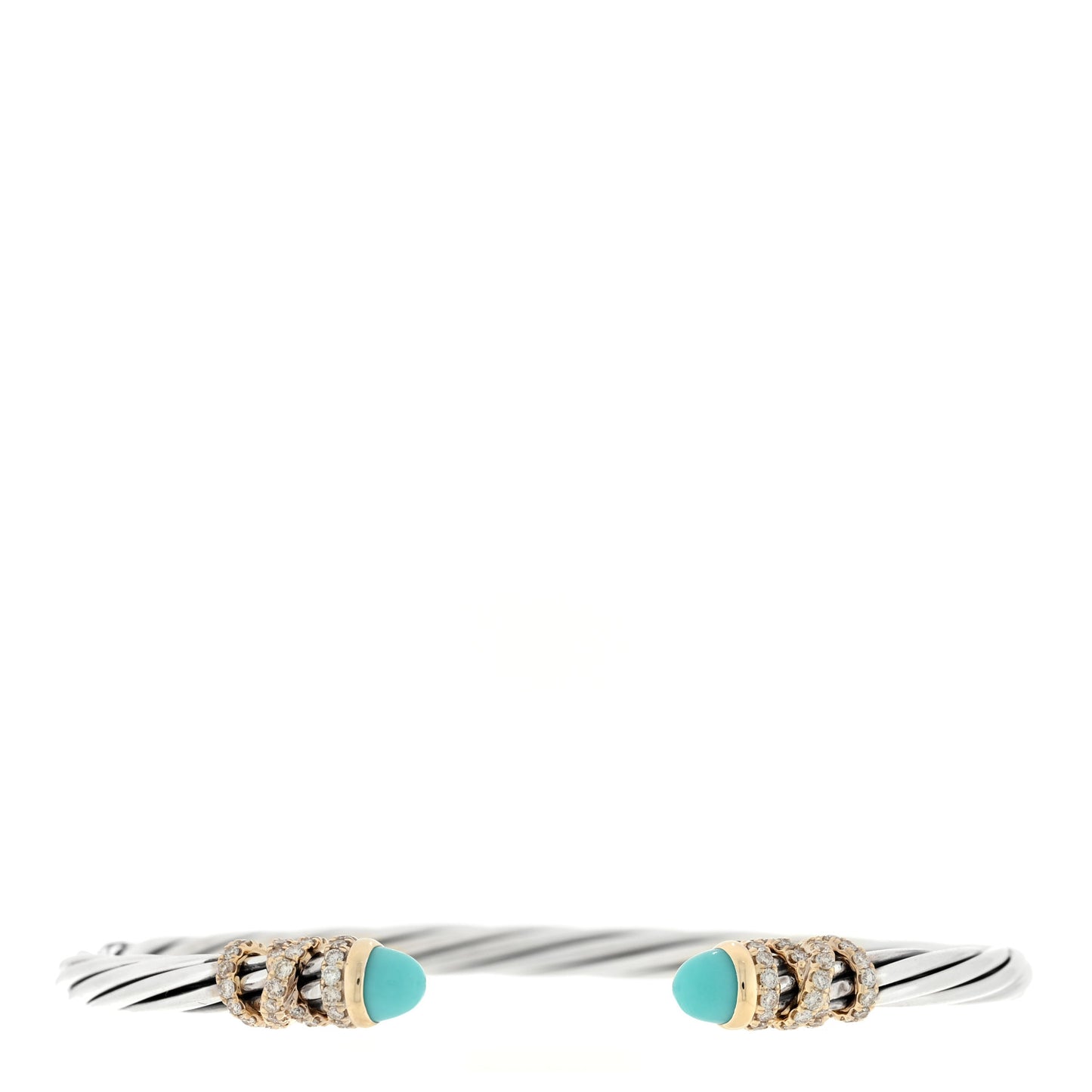 Sterling Silver 18K Yellow Gold Diamond Turquoise Helena Cuff Bracelet