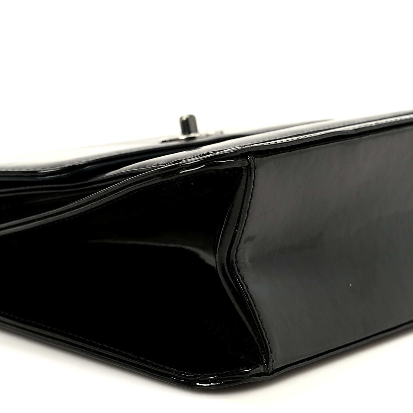 Glazed Calfskin Single Flap Black
