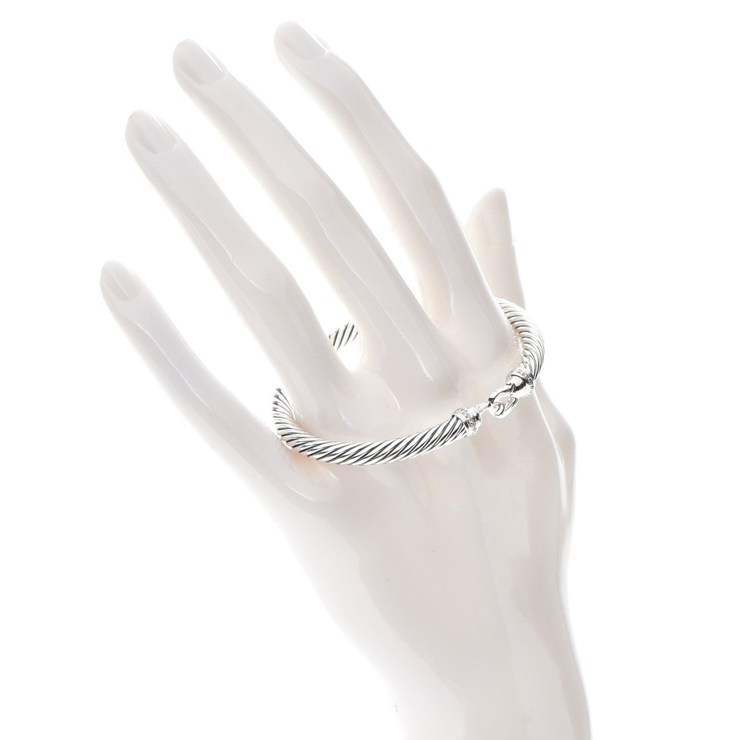 Sterling Silver Diamond 5mm Cable Buckle Bracelet