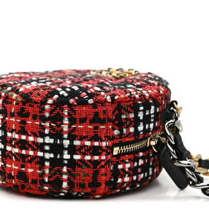 Chanel Tweed Quilted Chanel 19 Round Clutch With Chain  Red Black White Green 10 of 11