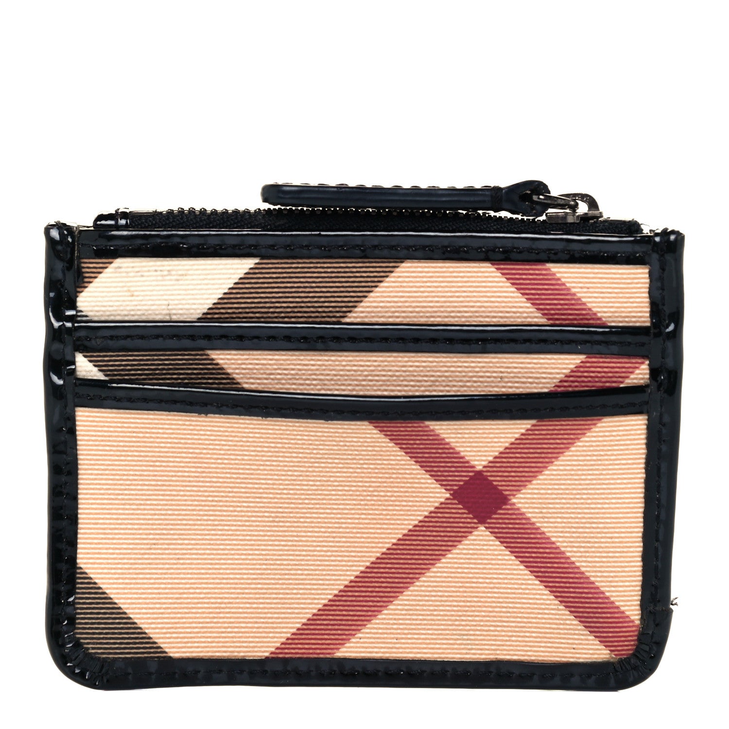 Burberry Nova Check Patent Zip Card Holder Black 1 of 8