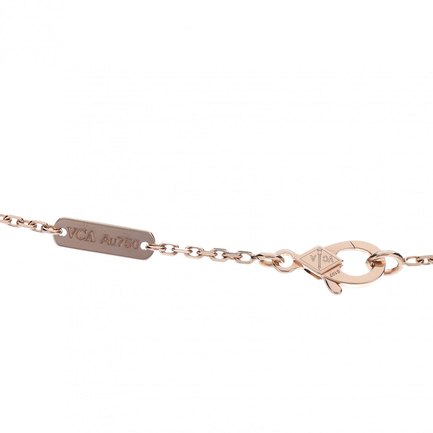 18K Rose Gold Diamond Rhodonite Vintage Alhambra Pendant Necklace