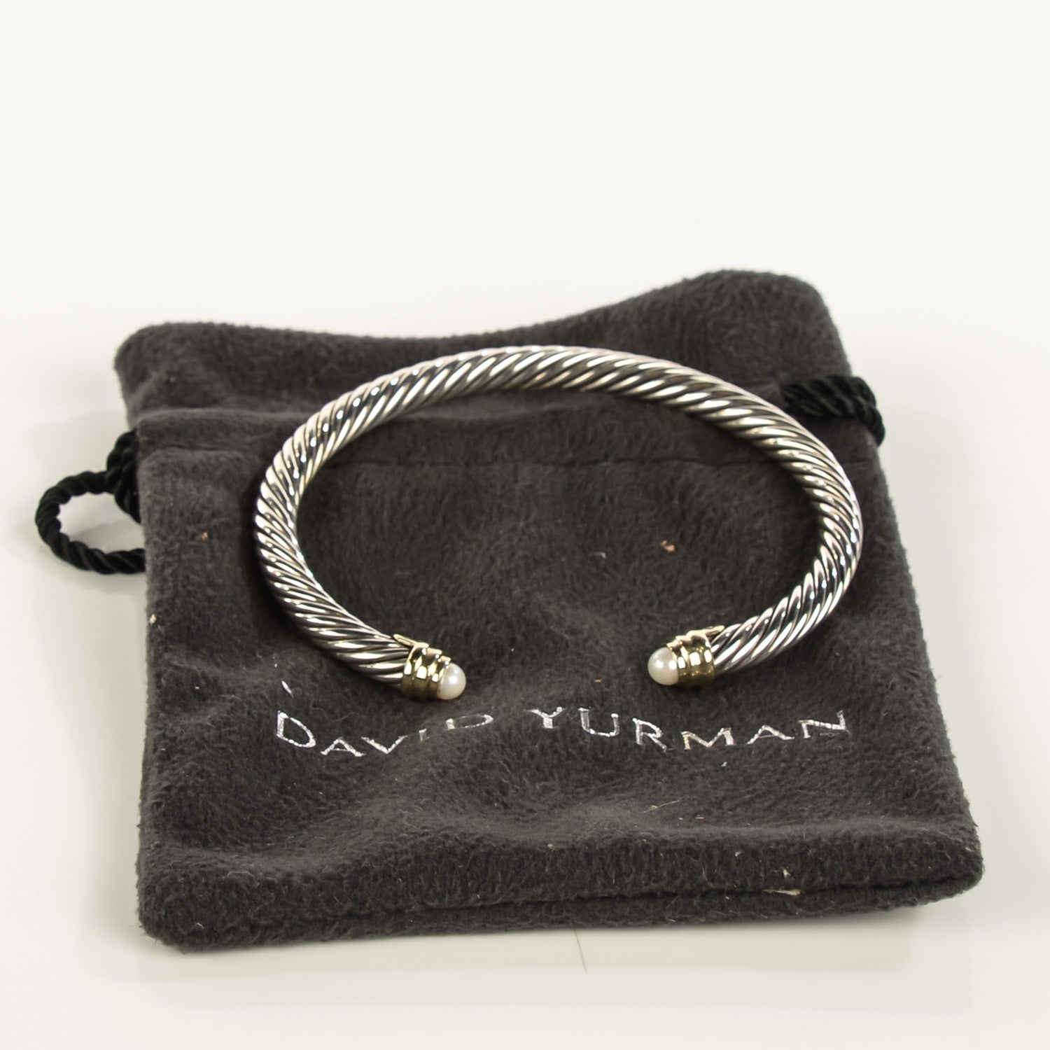 David Yurman Sterling Silver 14K Yellow Gold Pearl 5mm Cable Classics Bracelet 4 of 6