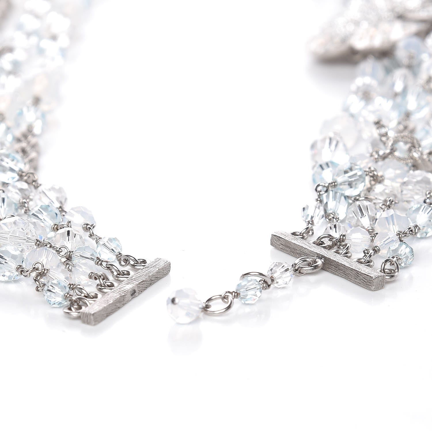 Chanel Multi Strand CC Necklace Silver Blue 3 of 6
