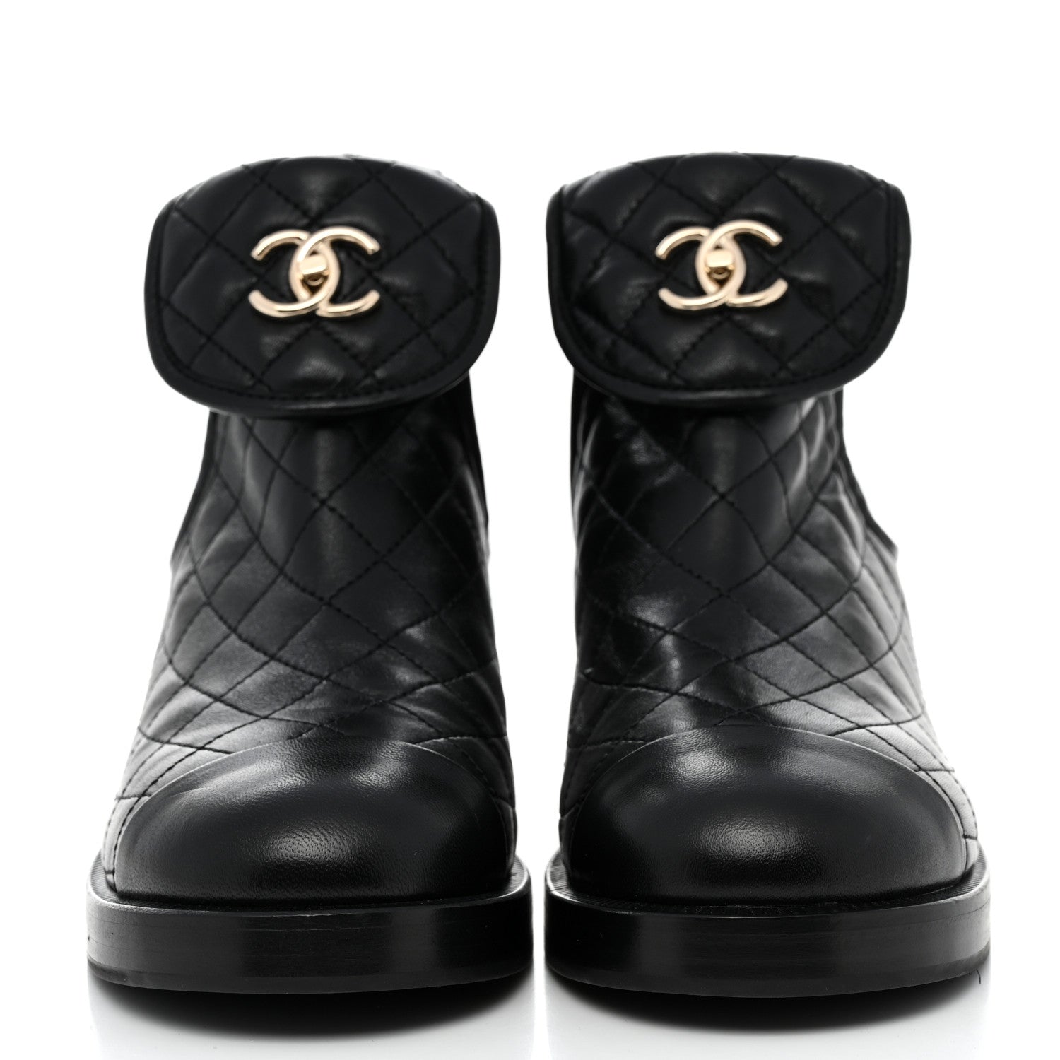 Chanel Lambskin Quilted Cap Toe CC Turnlock Booties 39.5 Black 2 of 8
