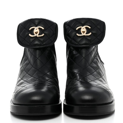 Chanel Lambskin Quilted Cap Toe CC Turnlock Booties 39.5 Black 2 of 8