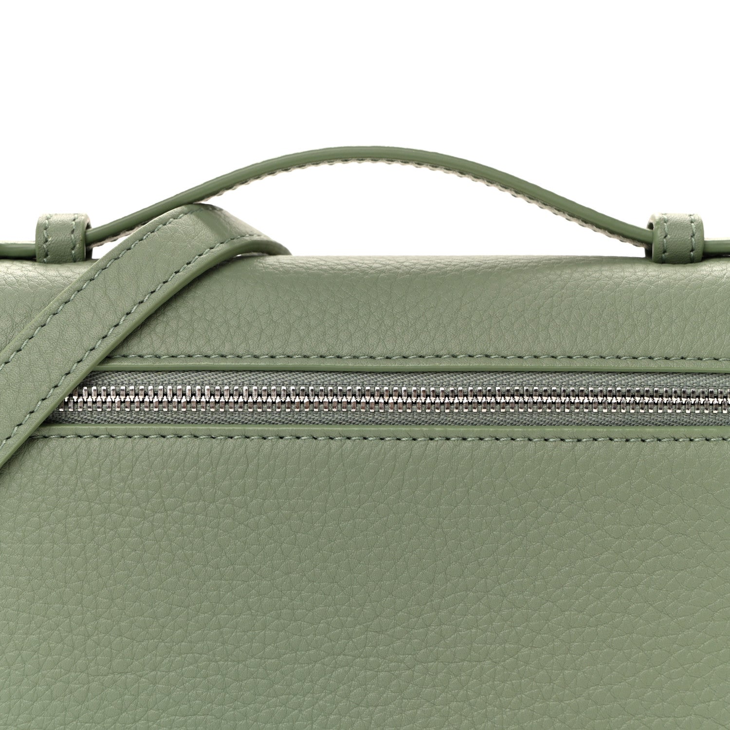 Loro Piana Grained Calfskin L19 Extra Pocket Pouch Sage Brush