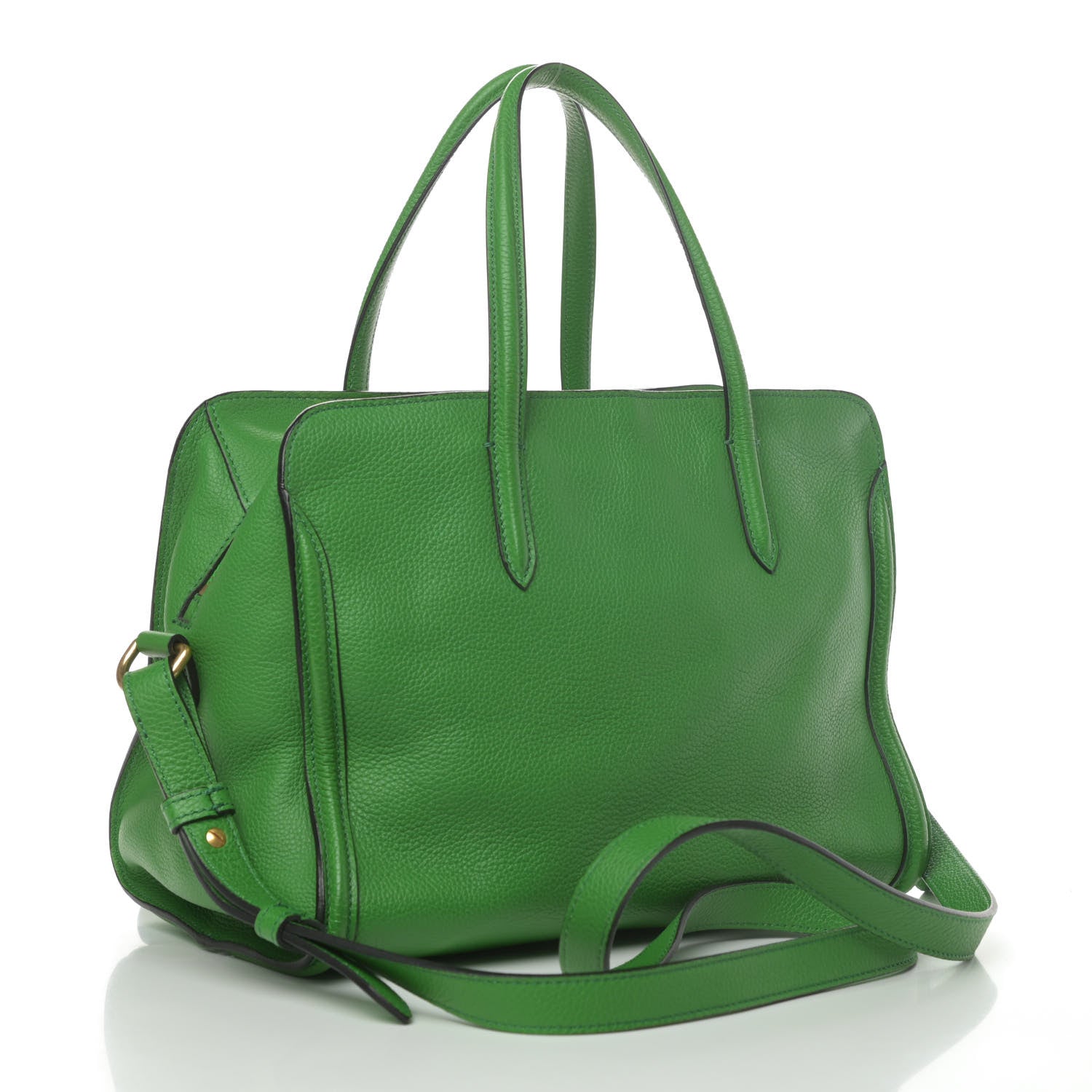 Alexander McQueen Pebbled Calfskin Small Skull Padlock Zip Around Tote Green 2 of 4