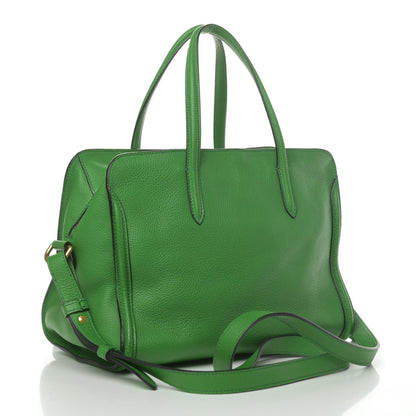 Alexander McQueen Pebbled Calfskin Small Skull Padlock Zip Around Tote Green 2 of 4