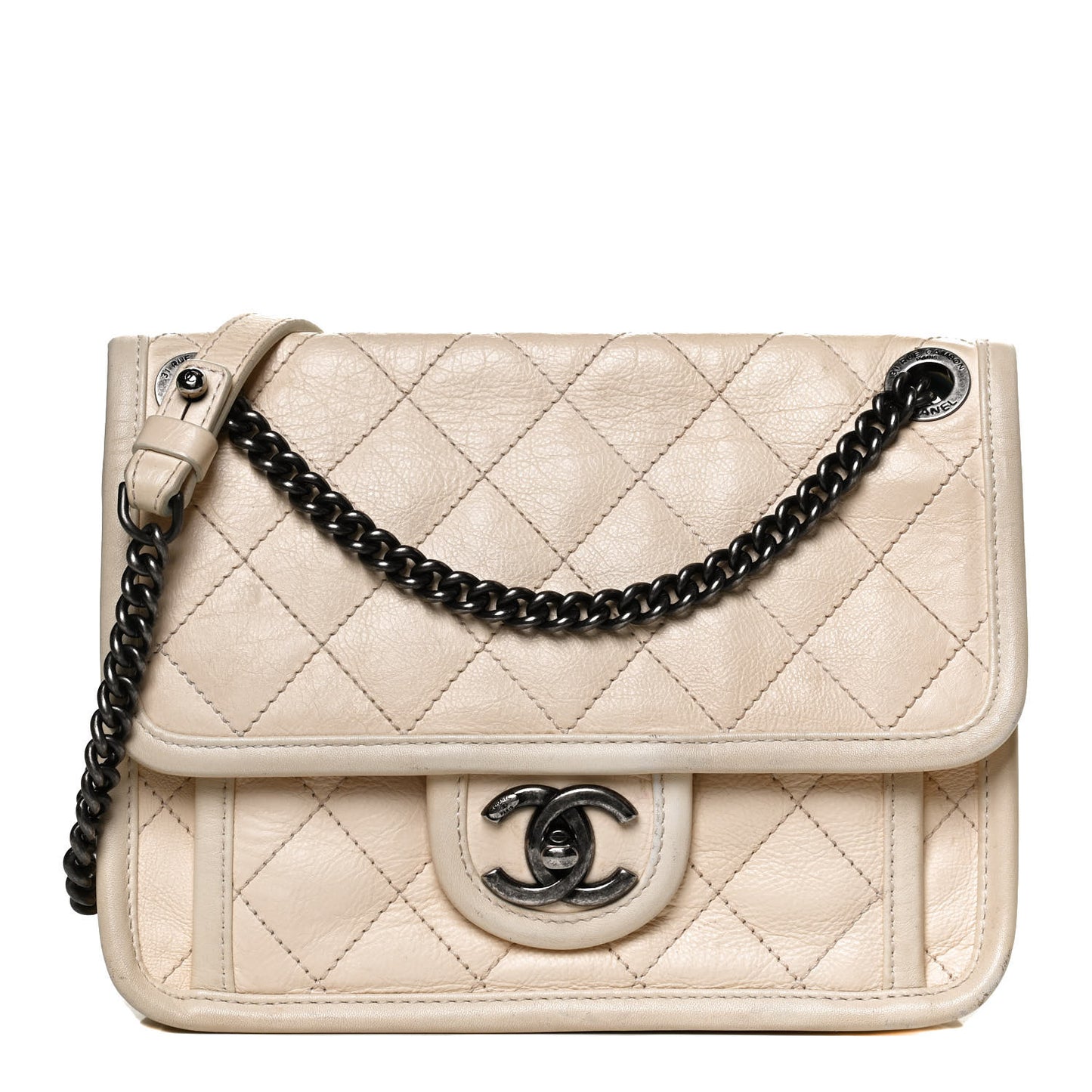 Calfskin Quilted Mini French Riviera Flap Ivory