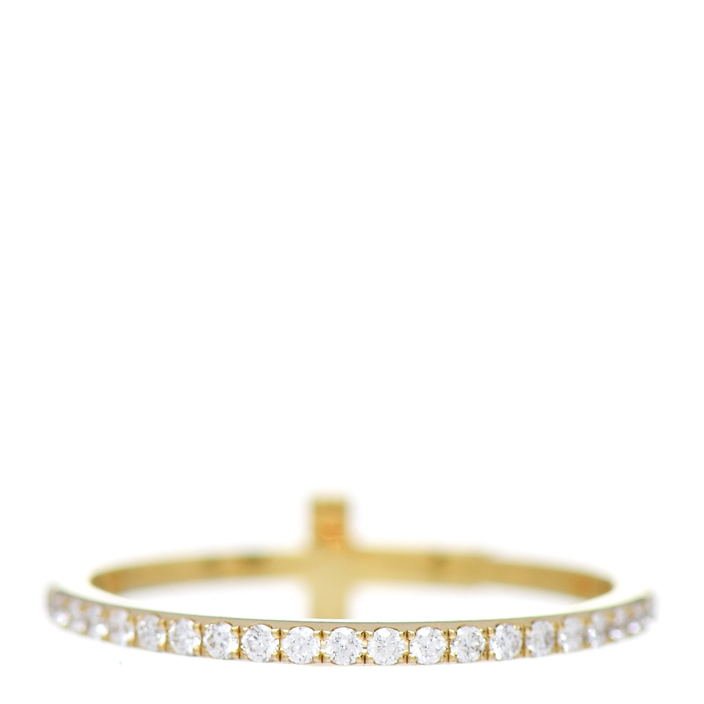 18K Yellow Gold Diamond T Wire Pave Ring 49 5