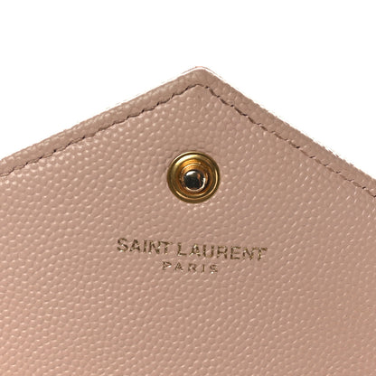 Saint Laurent Grain De Poudre Matelasse Chevron Monogram Chain Wallet Rose Antic 6 of 11