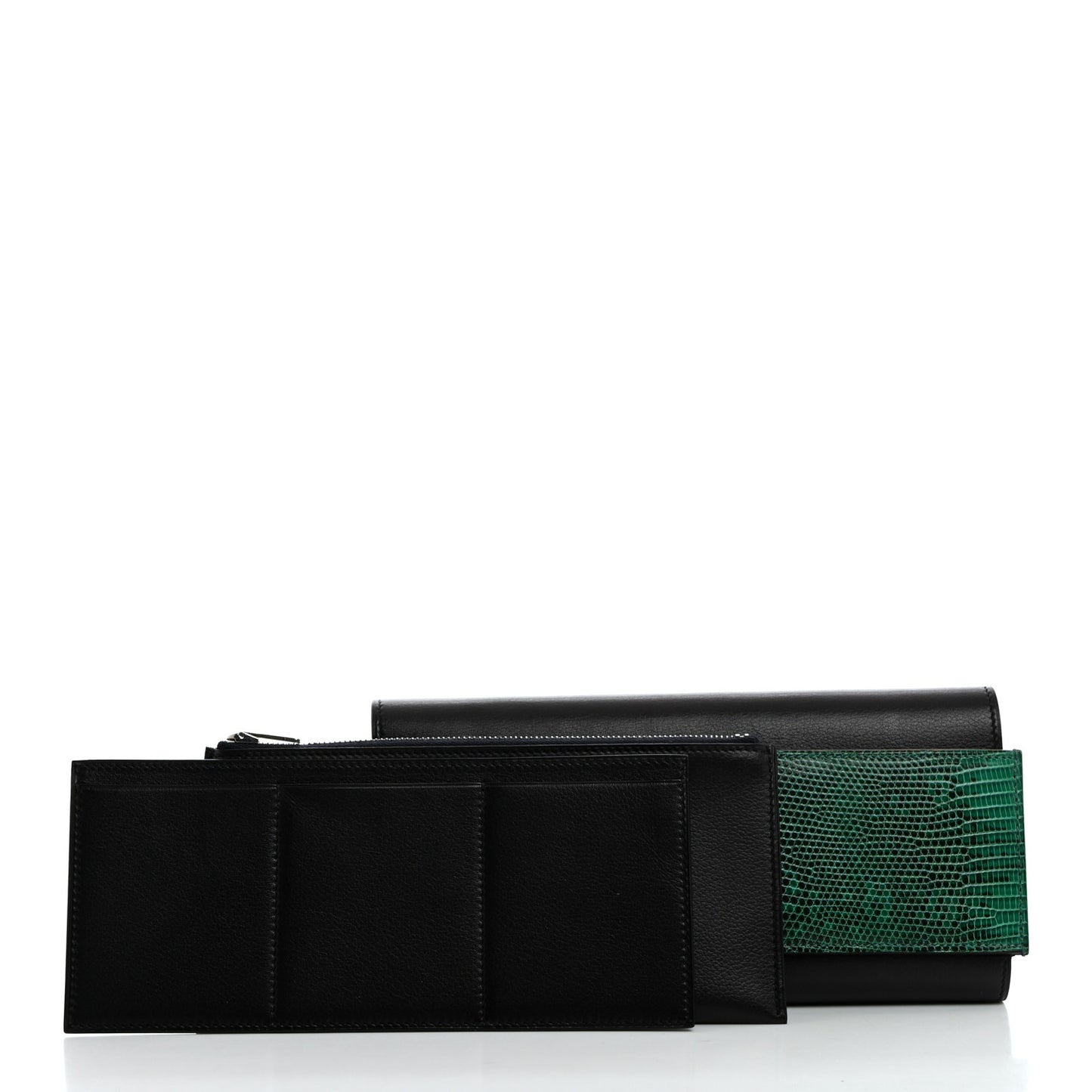 Evergrain Lizard Passant Long Wallet Bleu Indigo Vert Moyen