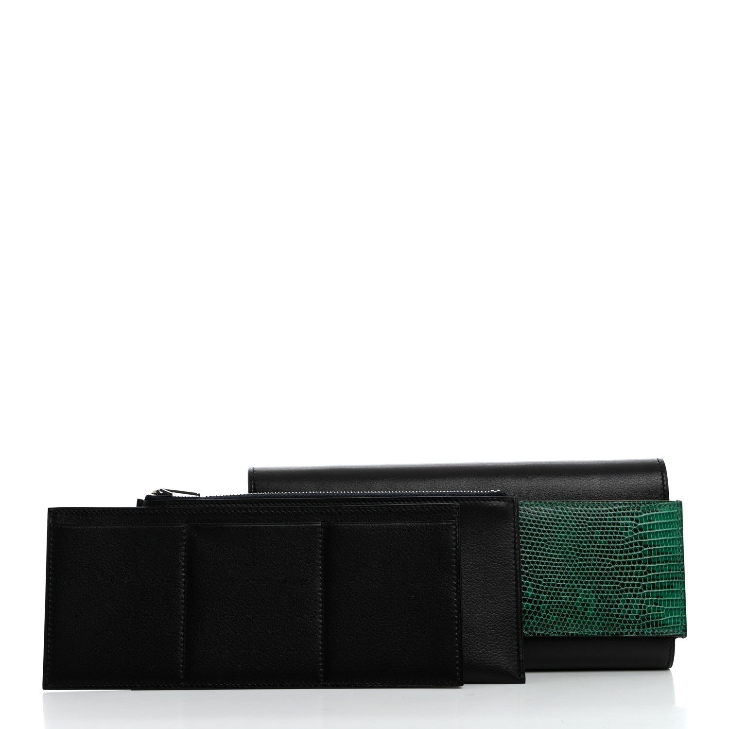 Hermes Evergrain Lizard Passant Long Wallet Bleu Indigo Vert Moyen 3 of 10