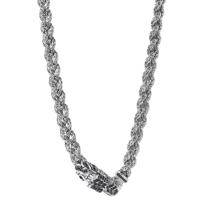 John Hardy Sterling Silver Black Sapphire Ruby Legends Naga Dragon Braided Chain Necklace 1 of 6