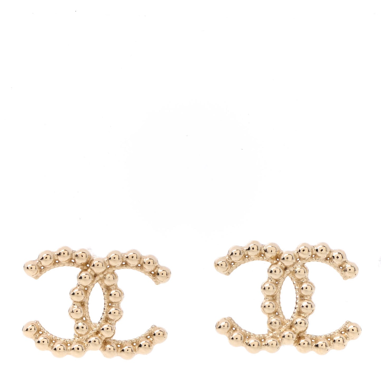 Metal Bead CC Earrings Gold