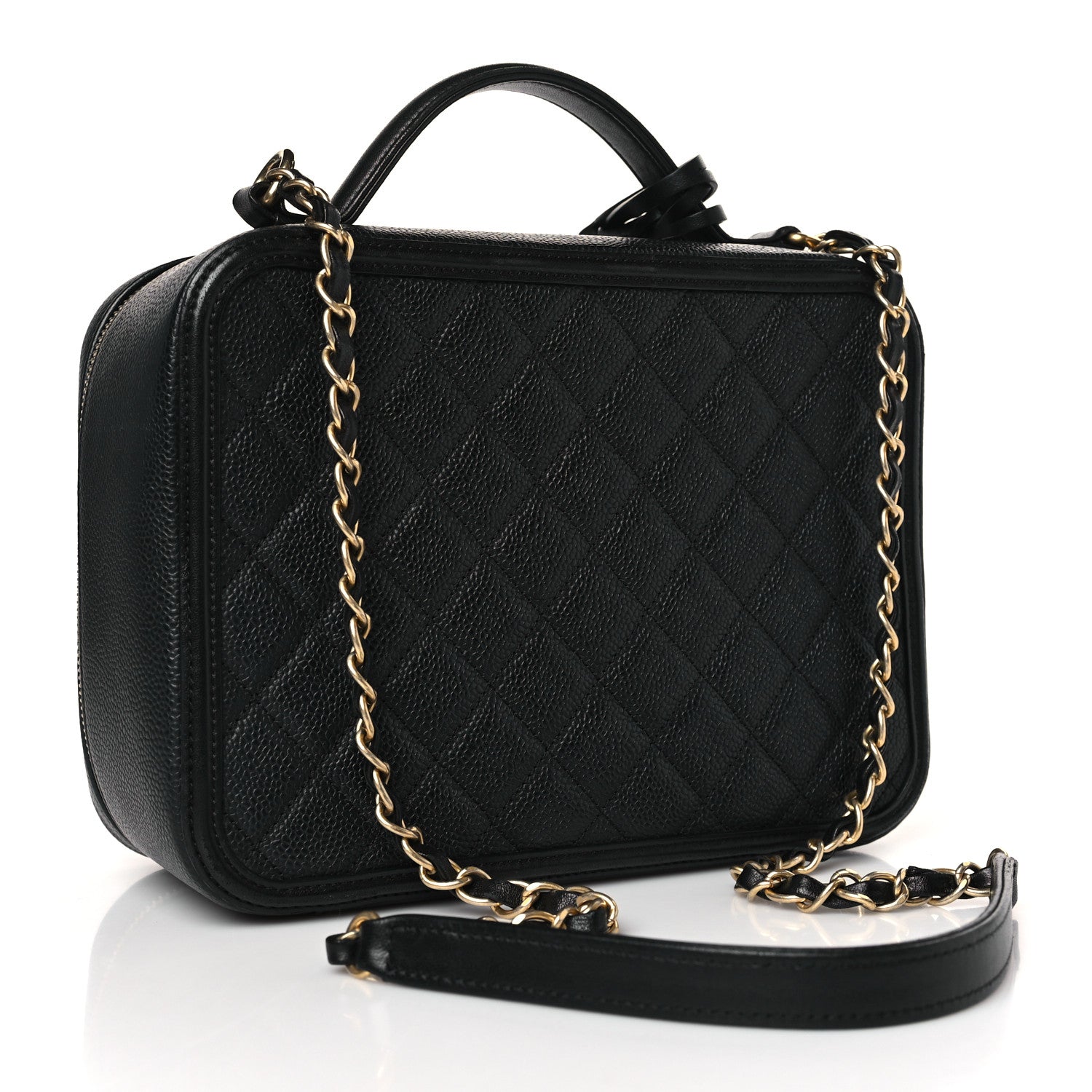 Chanel Caviar Quilted Large CC Filigree Vanity Case Black 3 of 9