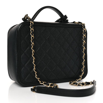 Chanel Caviar Quilted Large CC Filigree Vanity Case Black 3 of 9