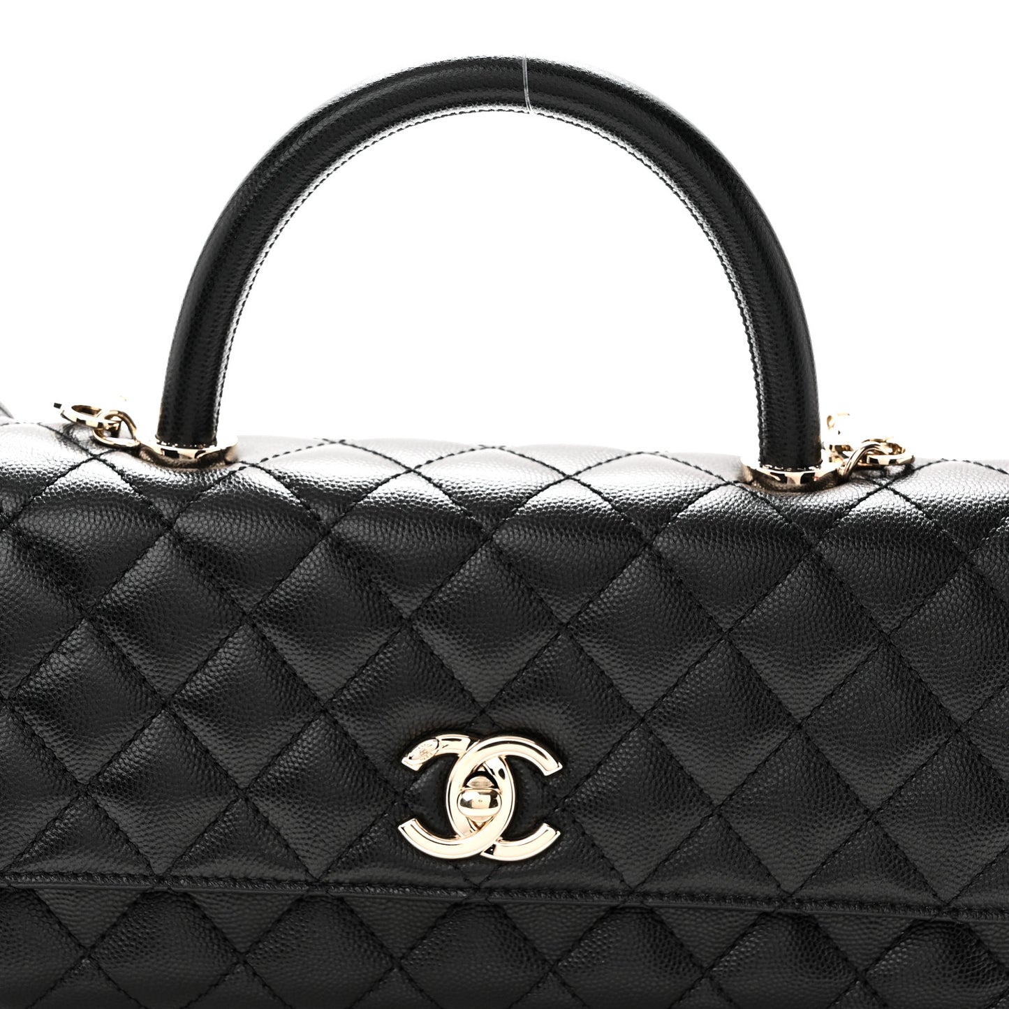 Caviar Quilted Maxi East West Coco Handle Flap Black