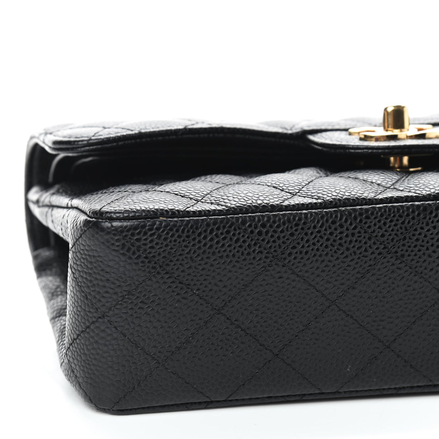 Caviar Quilted Small Double Flap Black