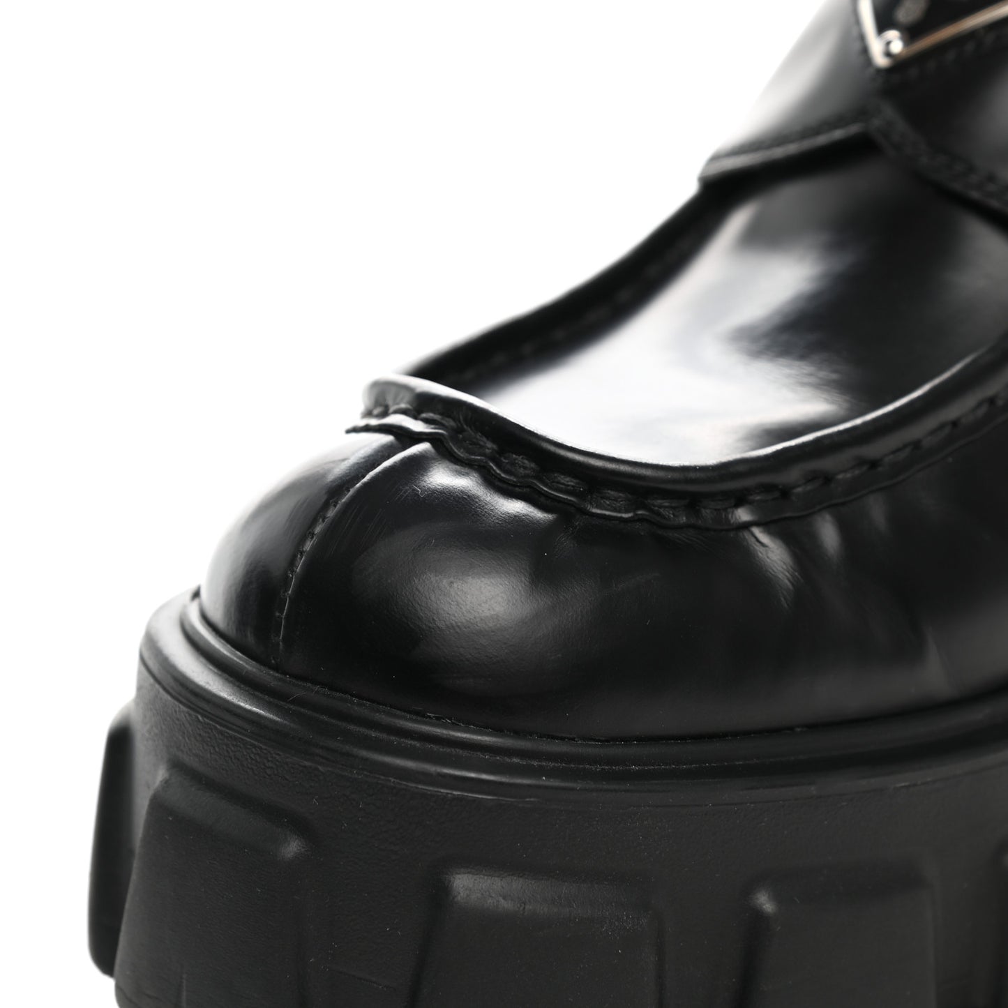 Spazzolato Rois Metal Triangle Logo Monolith 55mm Loafers 37.5 Black