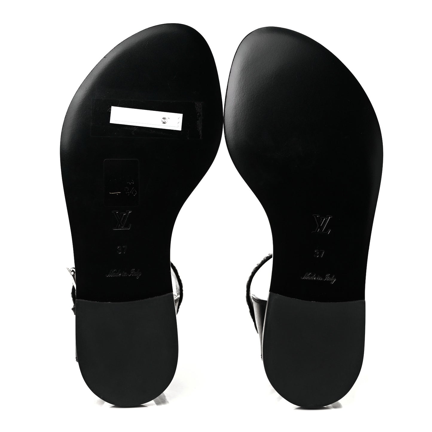 Calfskin Monogram Passenger Flat Sandals 37 Black