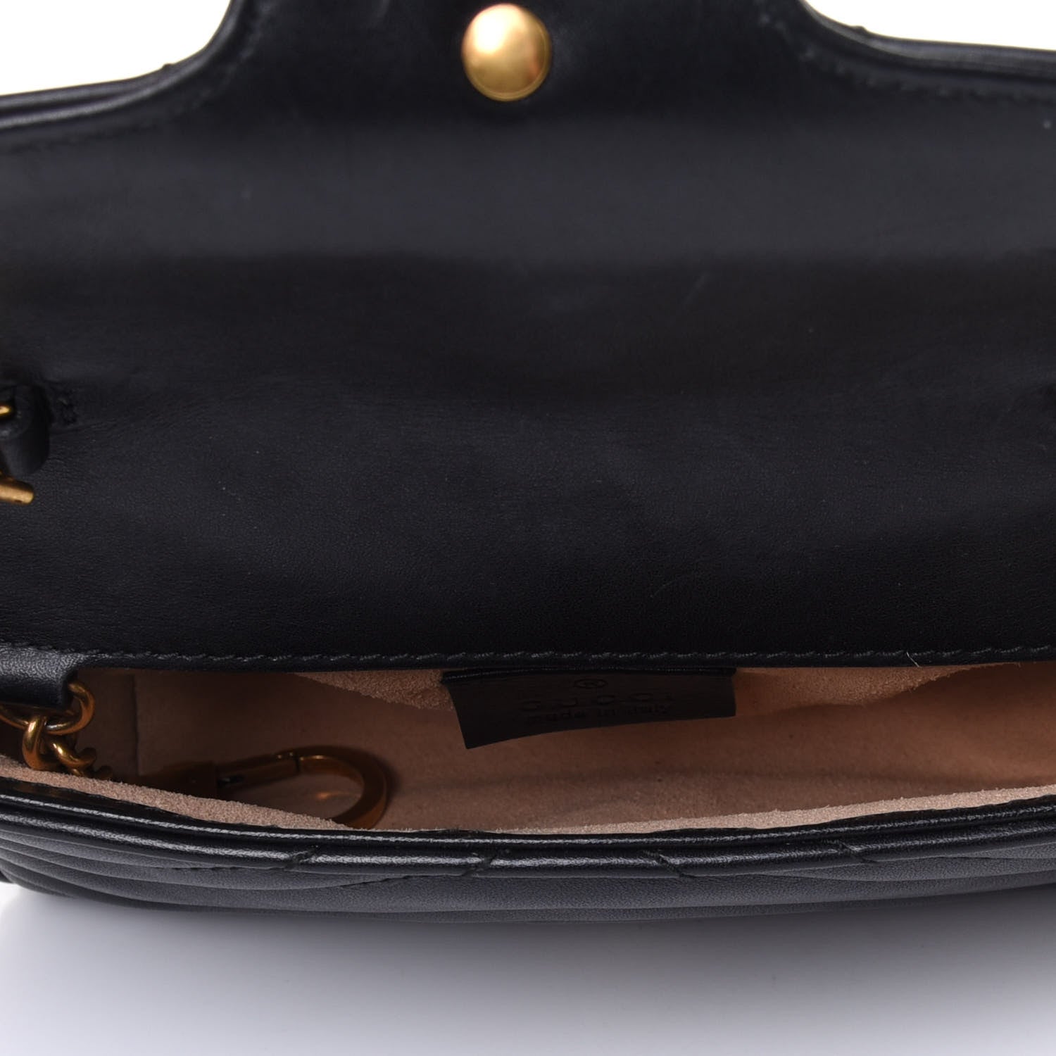 Gucci Calfskin Matelasse Super Mini GG Marmont Shoulder Bag Black 4 of 4