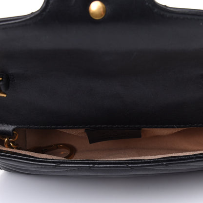 Gucci Calfskin Matelasse Super Mini GG Marmont Shoulder Bag Black 4 of 4