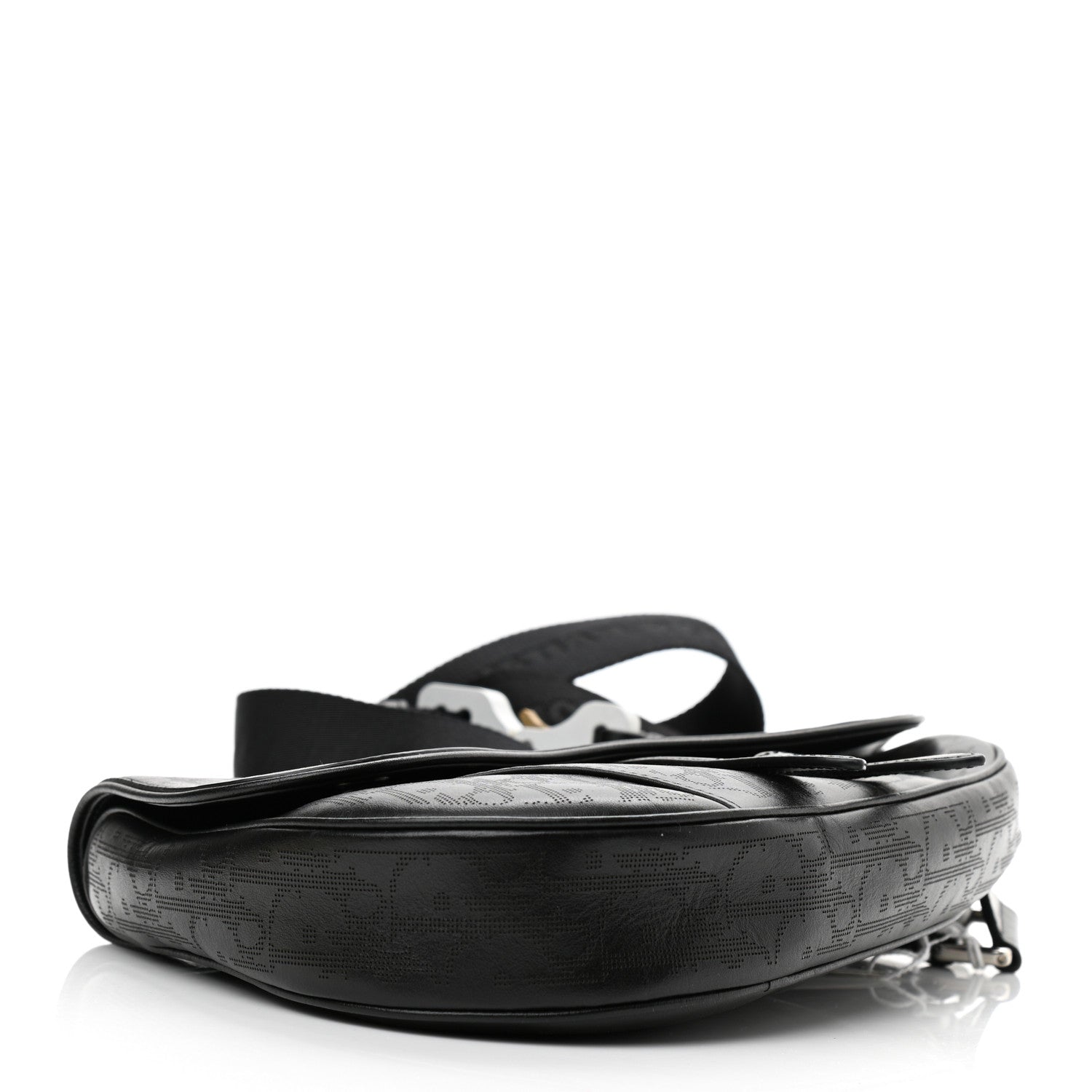 Christian Dior Calfskin Perforated Oblique Galaxy Mens Saddle Bag Black 4 of 10