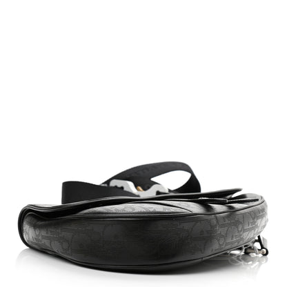Christian Dior Calfskin Perforated Oblique Galaxy Mens Saddle Bag Black 4 of 10