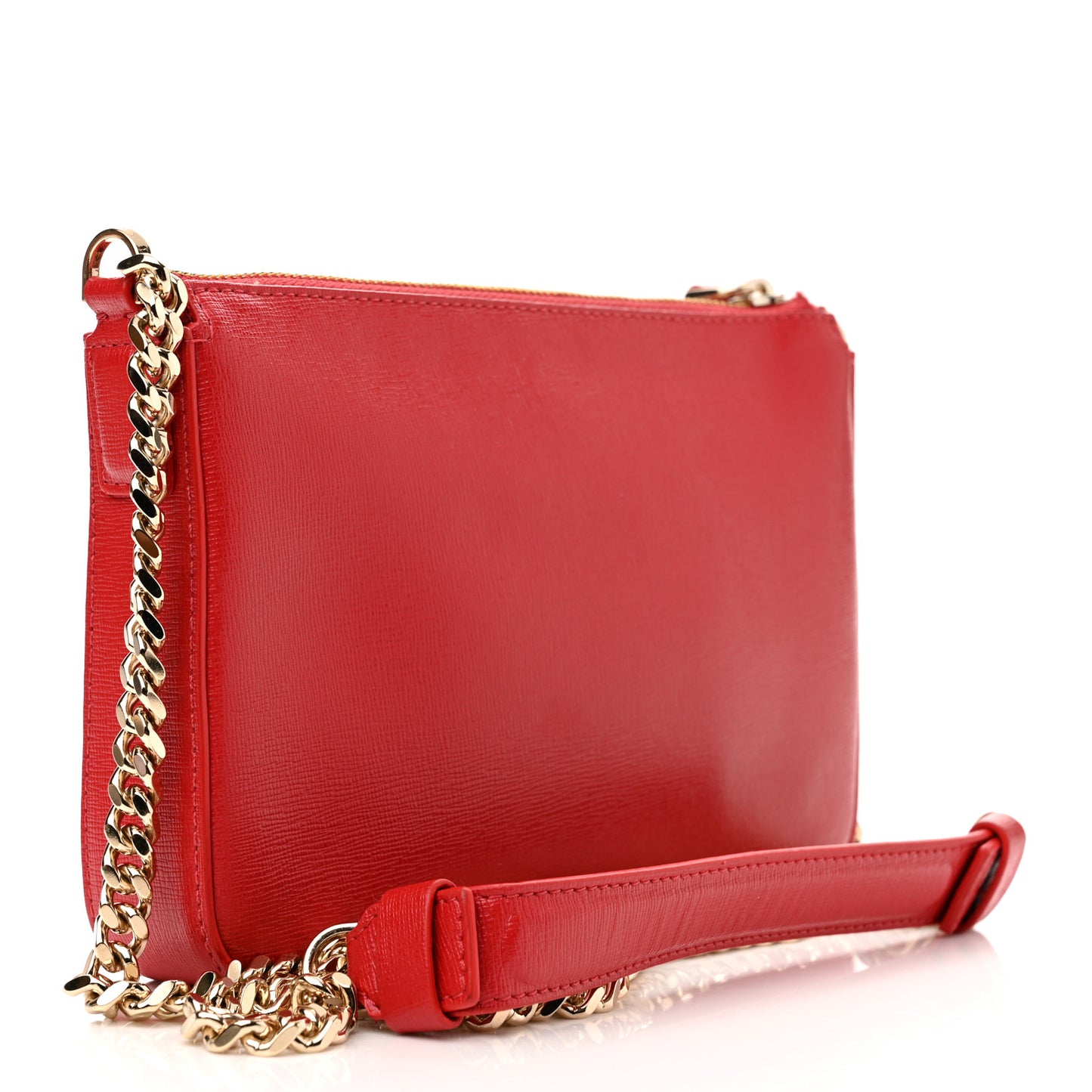 Saffiano Calfskin Palazzo Chain Crossbody Red