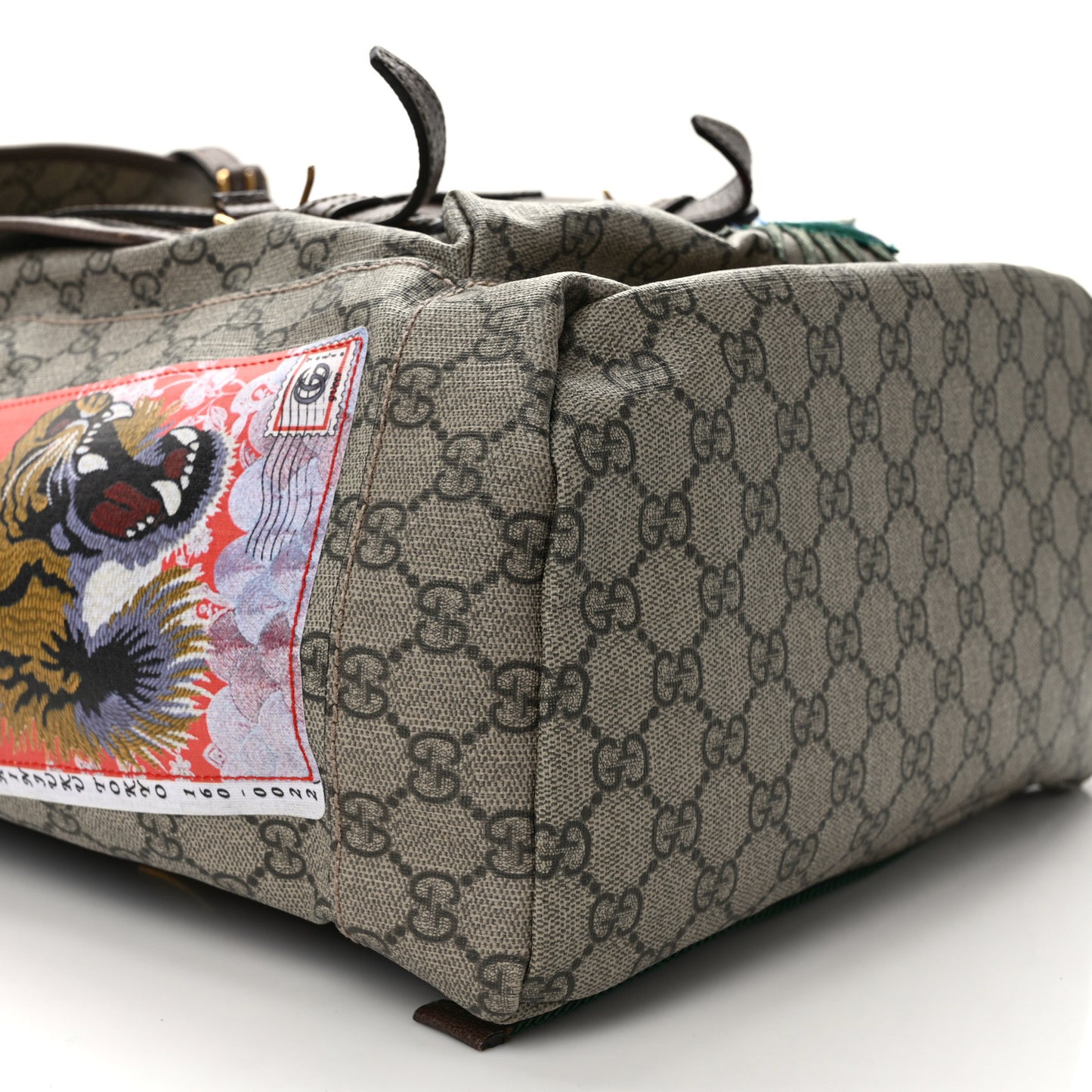 Soft GG Supreme Monogram Courrier Web Double Buckle Backpack Beige New Acero