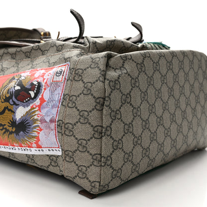 Gucci Soft GG Supreme Monogram Courrier Web Double Buckle Backpack Beige New Acero 8 of 9