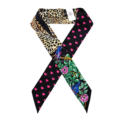 Hermes Silk Jungle Love Love Twilly Black Vert Rose Vif 1 of 4