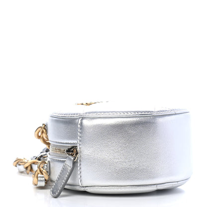 Chanel Metallic Lambskin Quilted Chanel 19 Round Clutch With Chain Silver 4 of 9