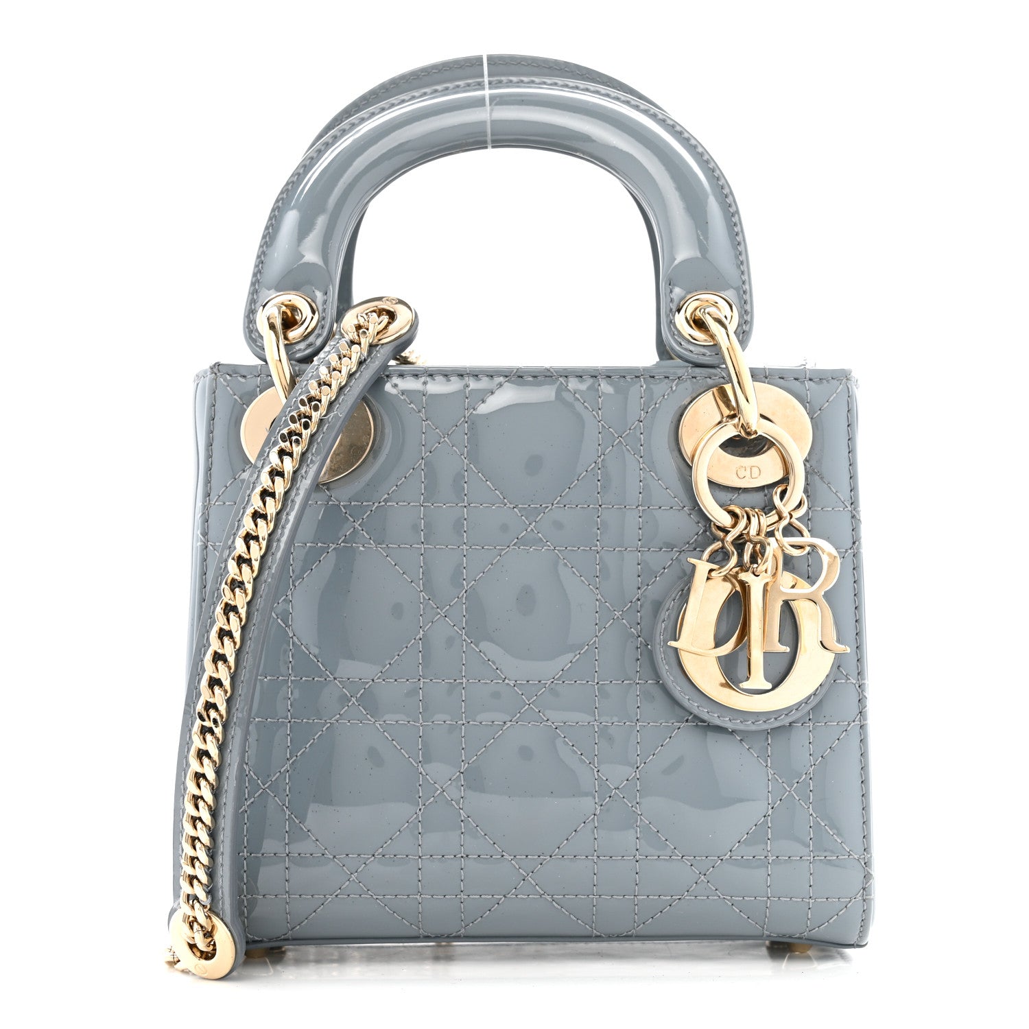 Christian Dior Patent Cannage Mini Lady Dior Grey Stone 1 of 12