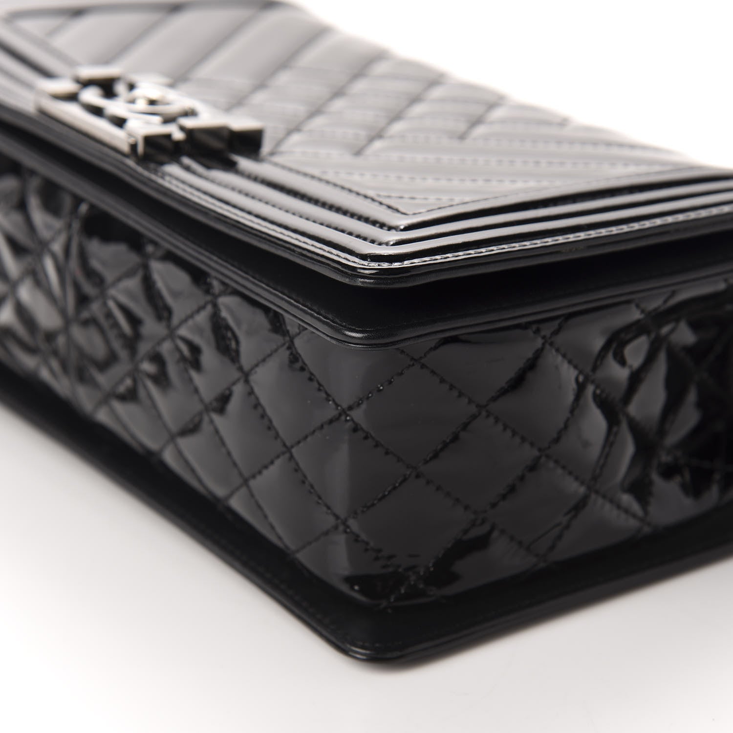 Chanel Patent Chevron Quilted Medium Boy Flap Black 7 of 11