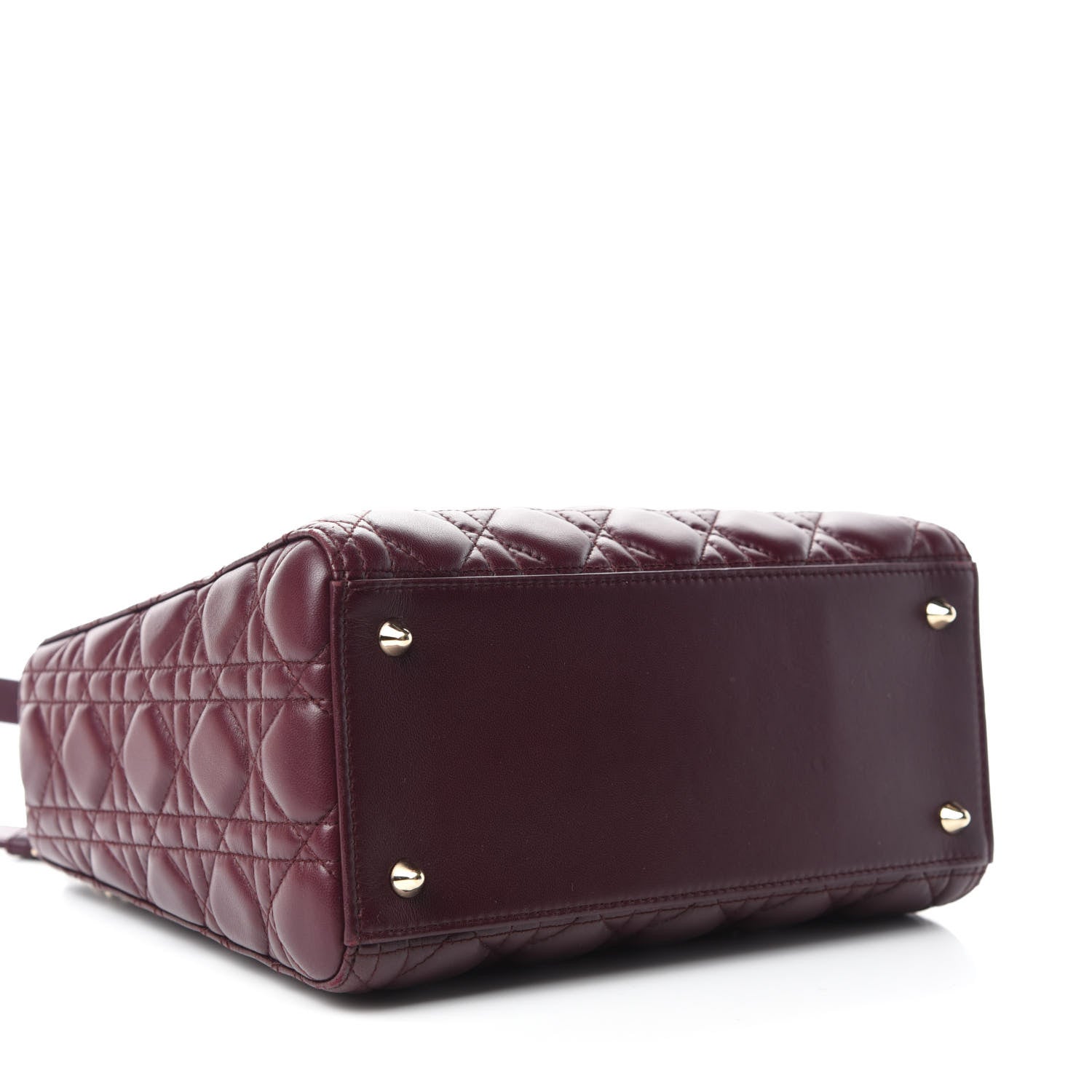 Christian Dior Lambskin Cannage Medium Lady Dior Burgundy 4 of 11
