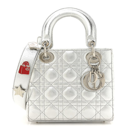 Christian Dior Metallic Grained Calfskin Cannage Small Lucky Badges My Lady Dior Silver 1 of 15