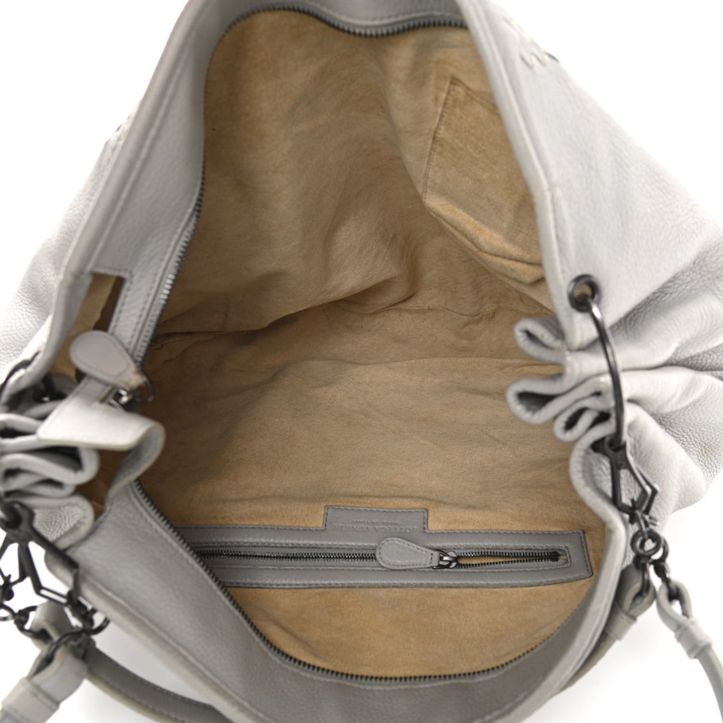 Cervo Deerskin Intrecciato Hobo Light Grey