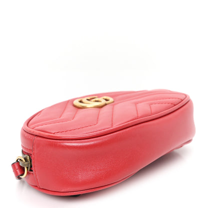 Gucci Calfskin Matelasse GG Marmont Belt Bag 75 30 Hibiscus Red 4 of 11