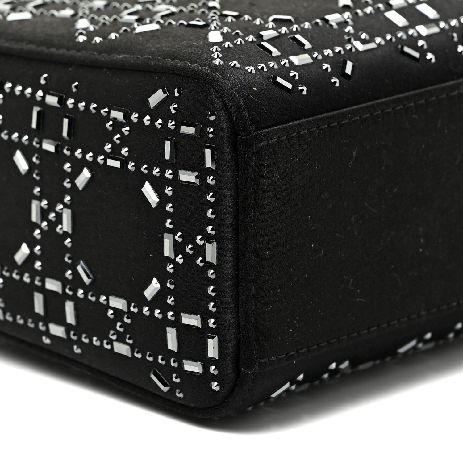 Christian Dior Satin Crystal Cannage Mini Lady Dior Black 5 of 11