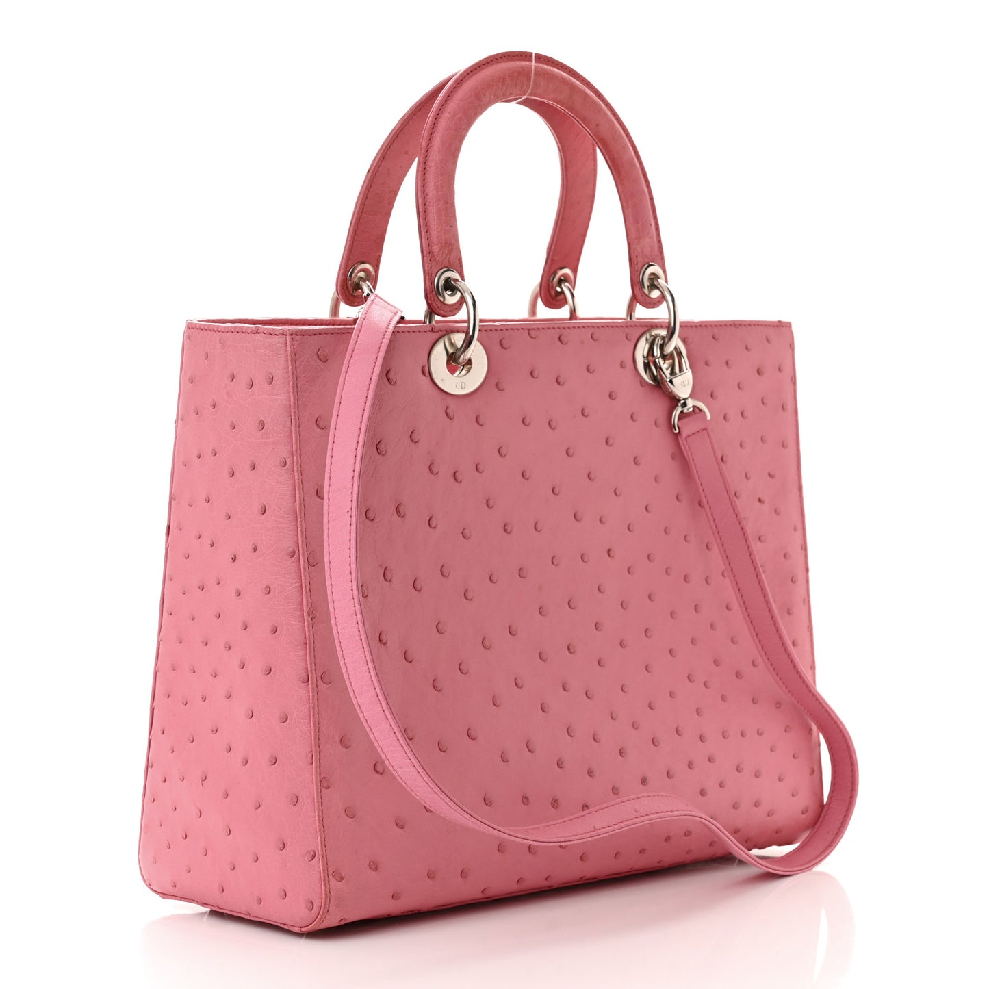 Ostrich Large Lady Dior Pink