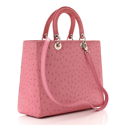 Christian Dior Ostrich Large Lady Dior Pink 3 of 14