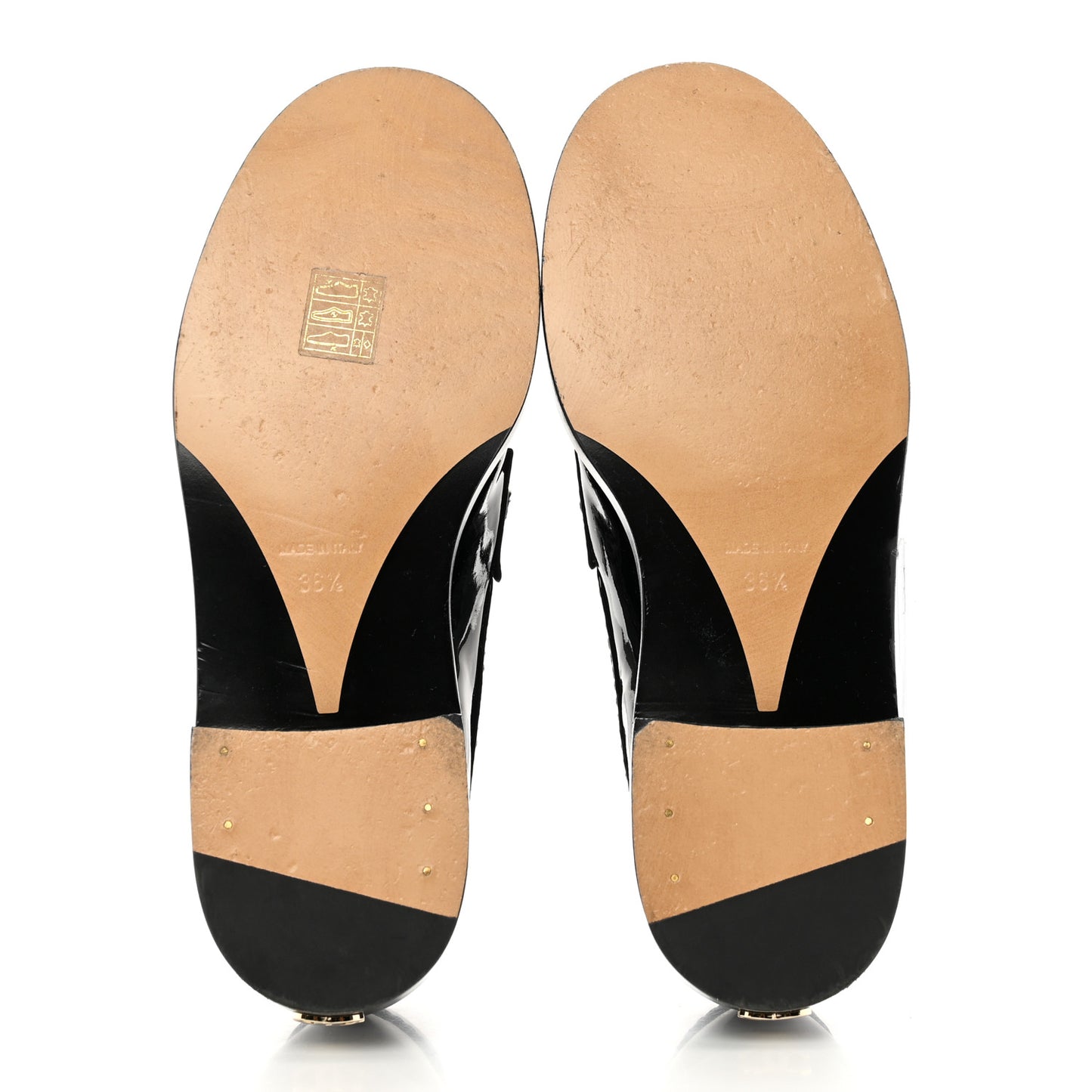 Shiny Calfskin Logo Loafers 36.5 Black
