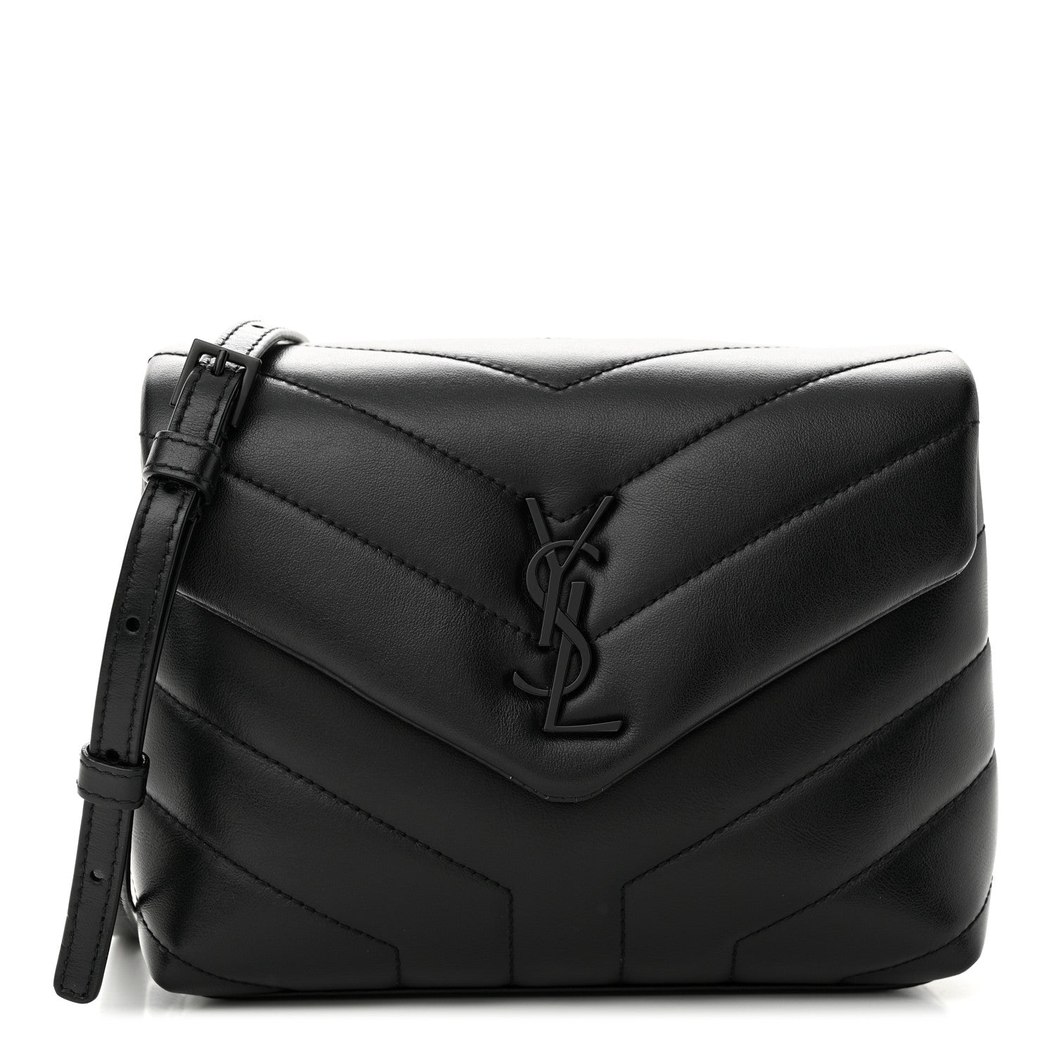 Saint Laurent Calfskin Y Quilted Monogram Monochrome Toy Loulou Crossbody Bag Black 1 of 11