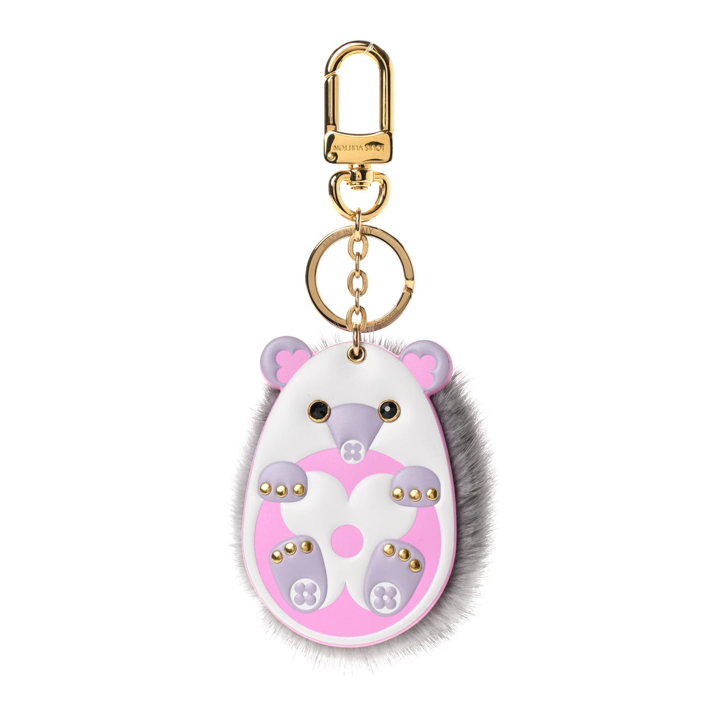 Calfskin Mink Fur Hedgehog Bag Charm Key Holder