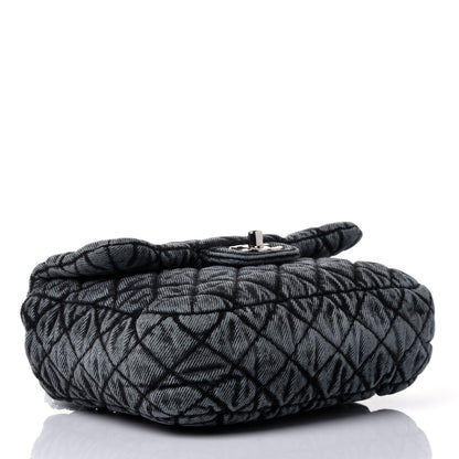 Chanel Washed Denim Quilted Small Denimpression Flap Blue Black 3 of 5